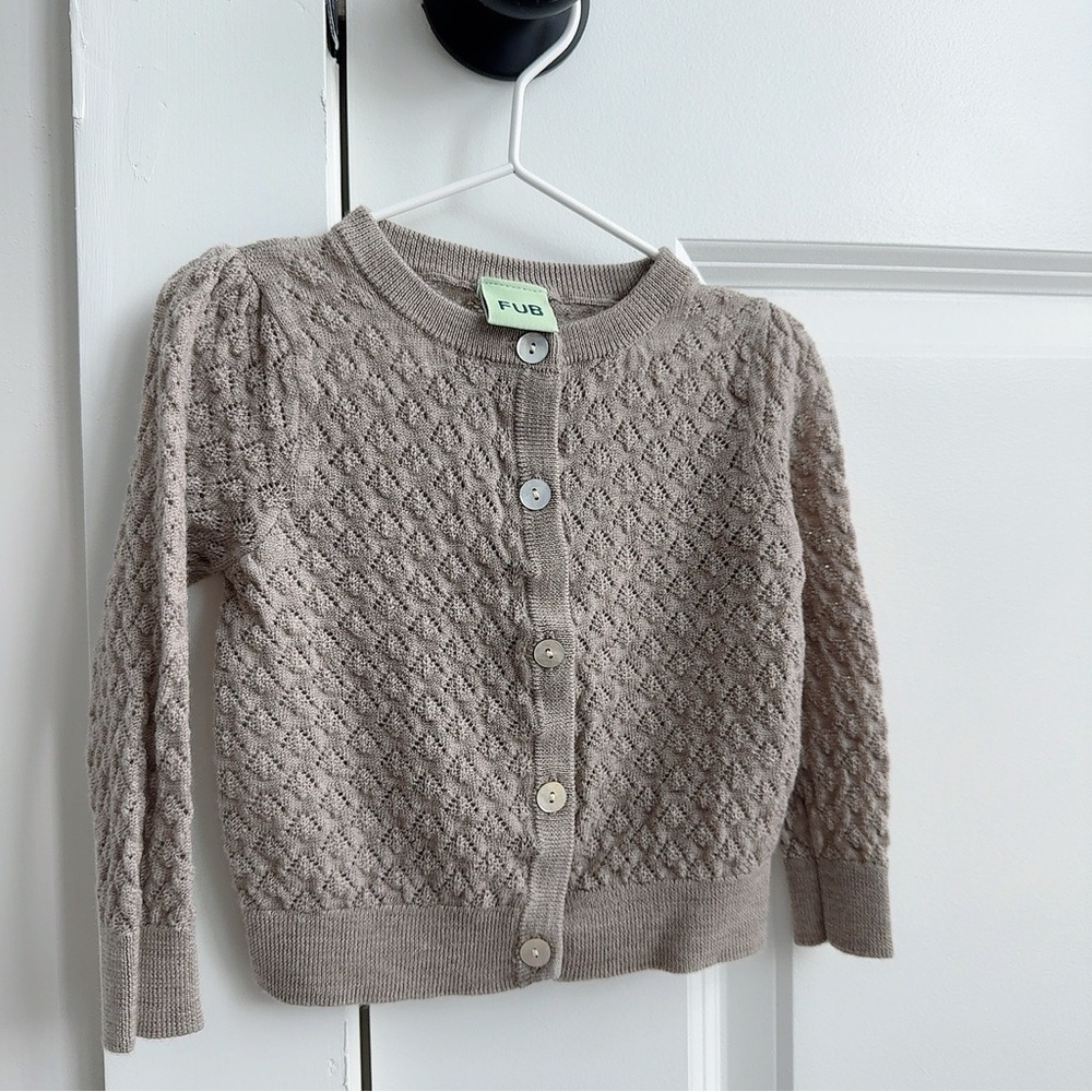 FUB Kids Beige Cardigan and Patterned Pants Set - Picture 4 of 4